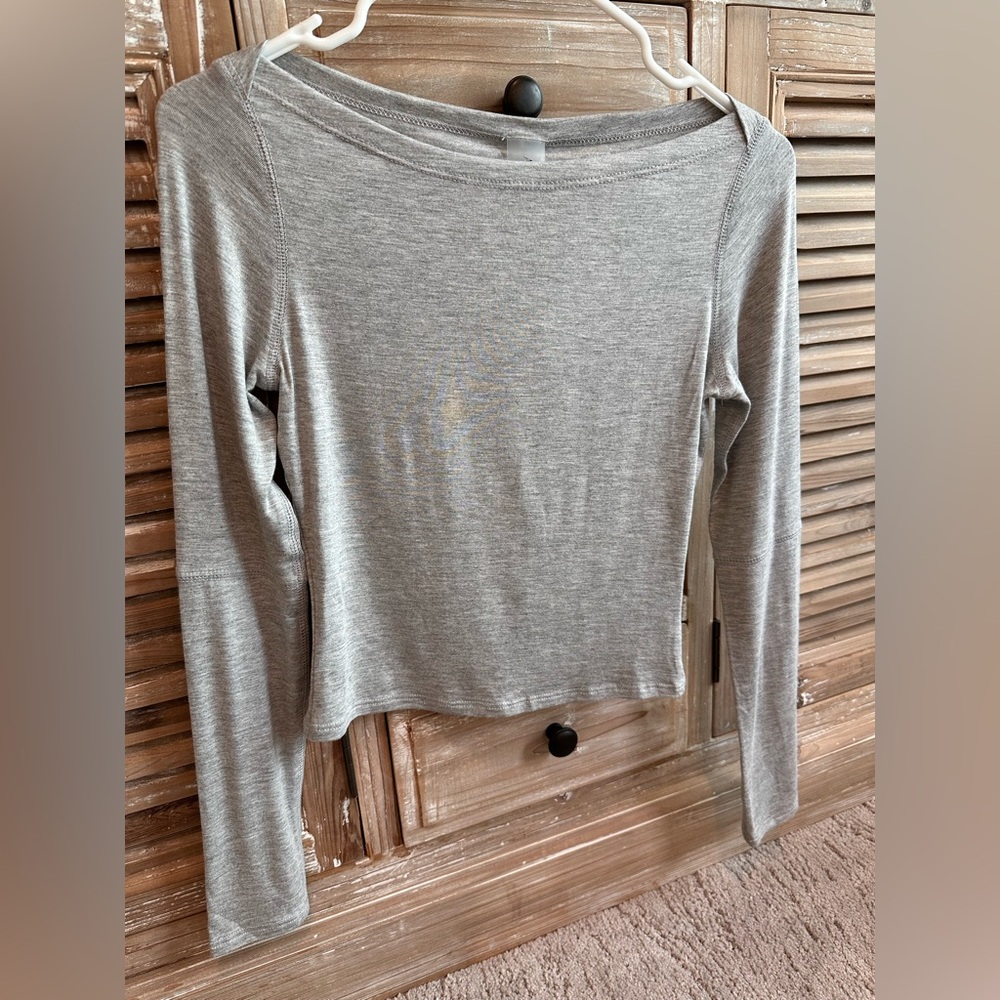 NWT Altar’d State Heather Gray Boat Neck Long Sleeve Top (Size Small)